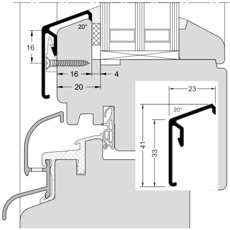Flügelabdeckprofil SL für Holzfenster